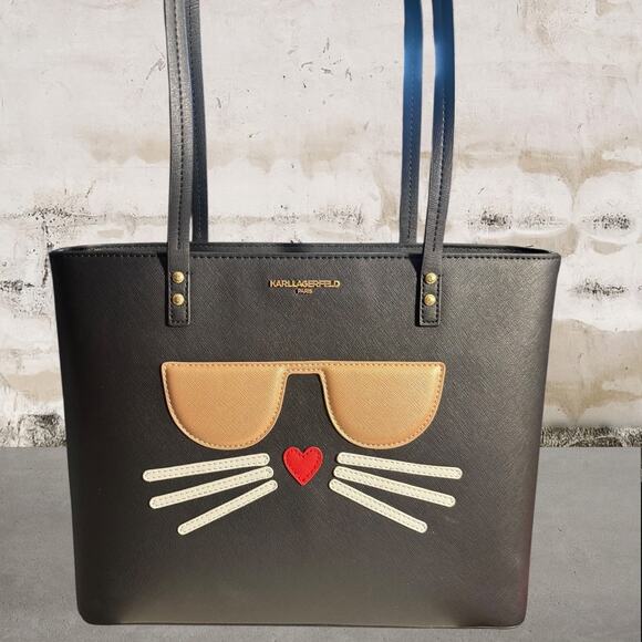 Karl Lagerfeld Handbags - Karl Lagerfeld Black Tote with Cat Design